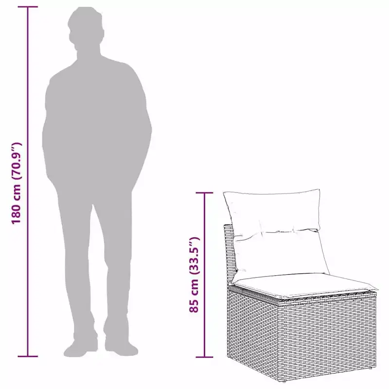 vidaXL Sofa Set with Cushion 6 pcs Grey Poly Rattan