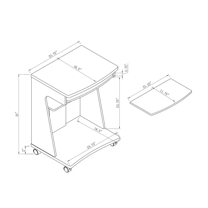 Kitchen Cart with Gliding Shelf and 2 Fixed Shelves – Espresso