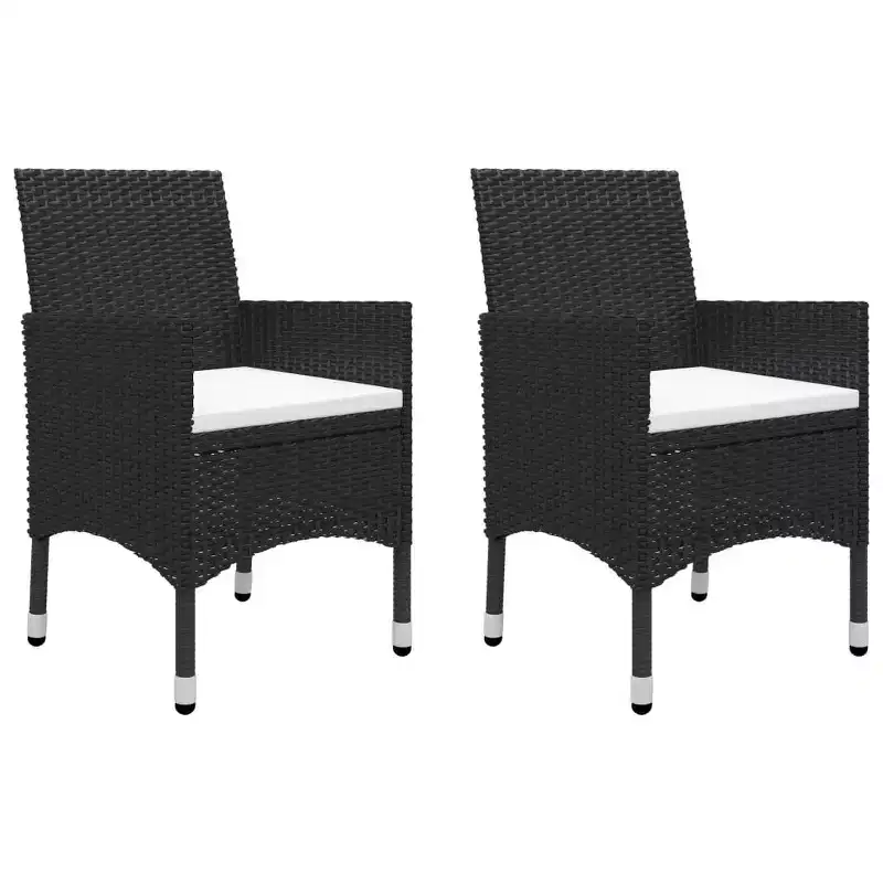 vidaXL Bistro Set Patio Table and Chair Set Poly Rattan and Tempered Glass