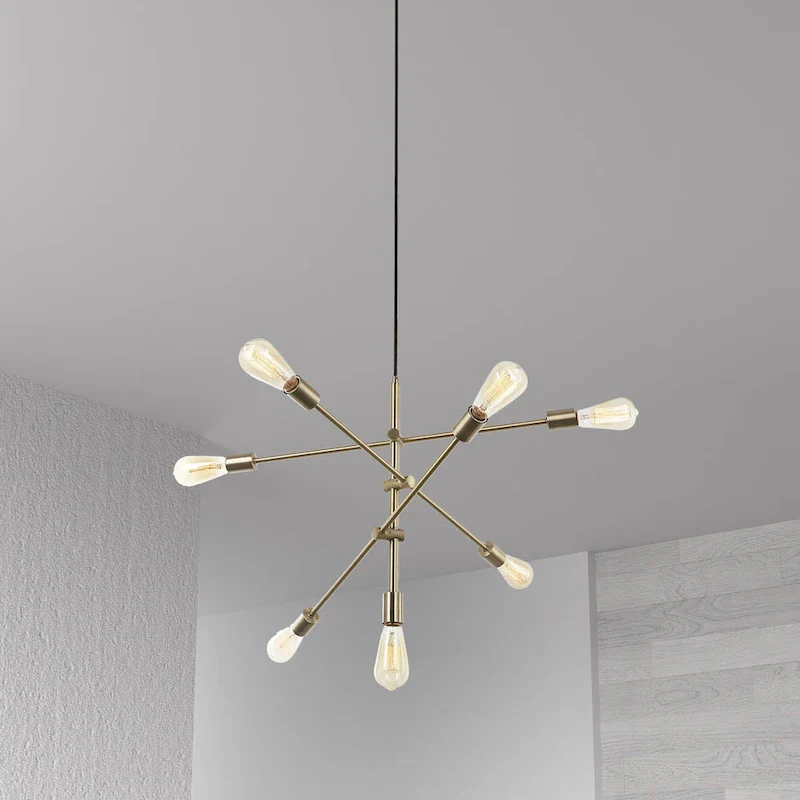 7LT Incandescent Adjustable Pendant, Aged Brass