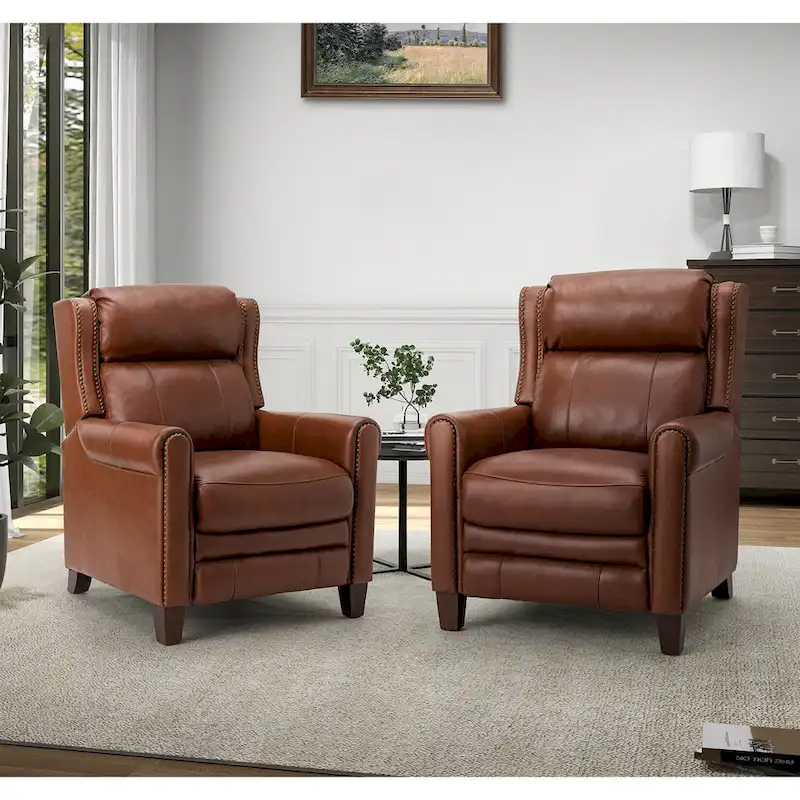 Felisa 32.48 Wide Genuine Leather Manual Recline Set of 2