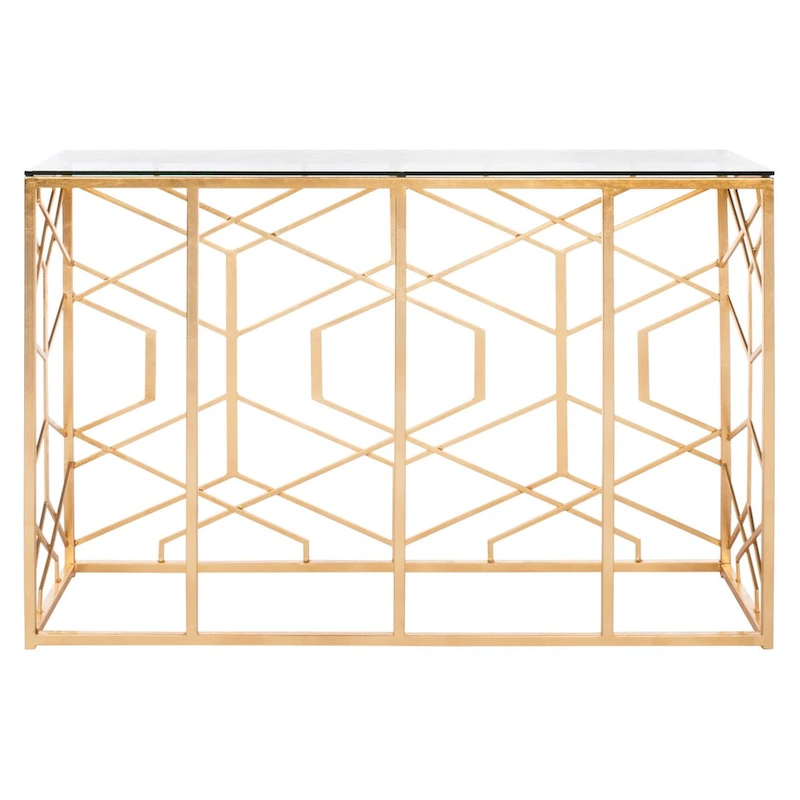 SAFAVIEH Couture Corrine Gold Leaf Console Table - 47 W x 15.5 L x 30 H - 47Wx16Dx30H