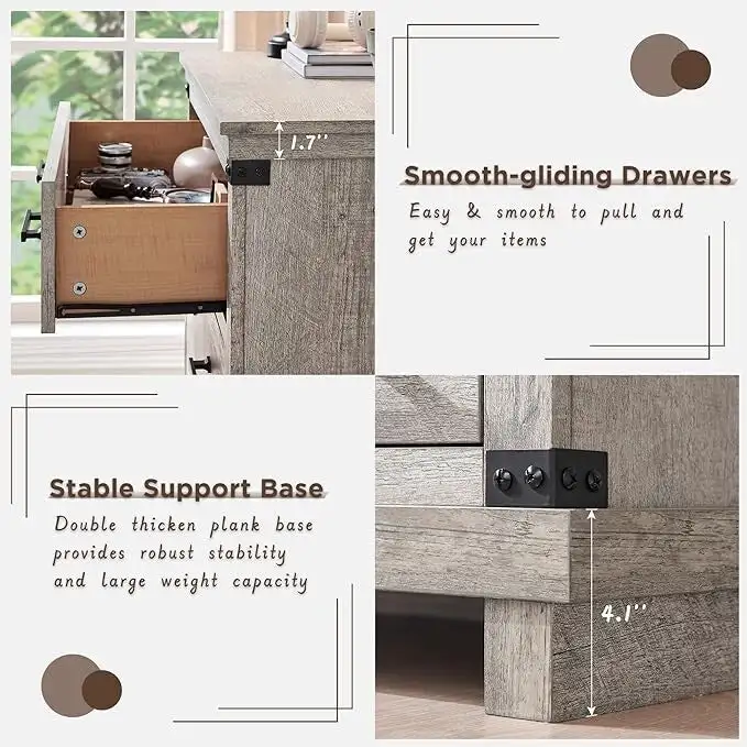 Farmhouse 6 Drawers Dresser, Wood Chest of Drawers, Closet Dresser