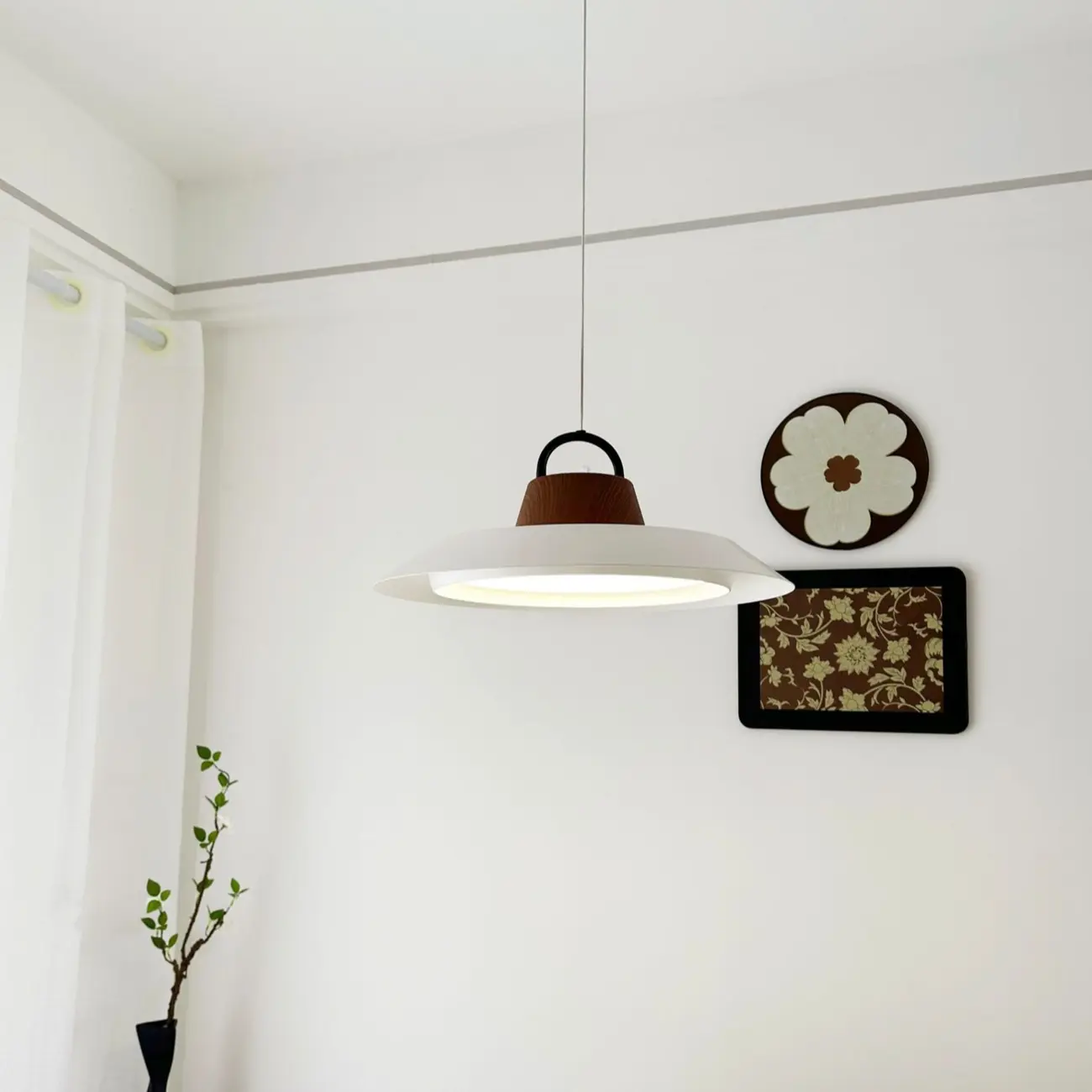 White Barn Metal Walnut Dimmable Hanging LED Pendant Light