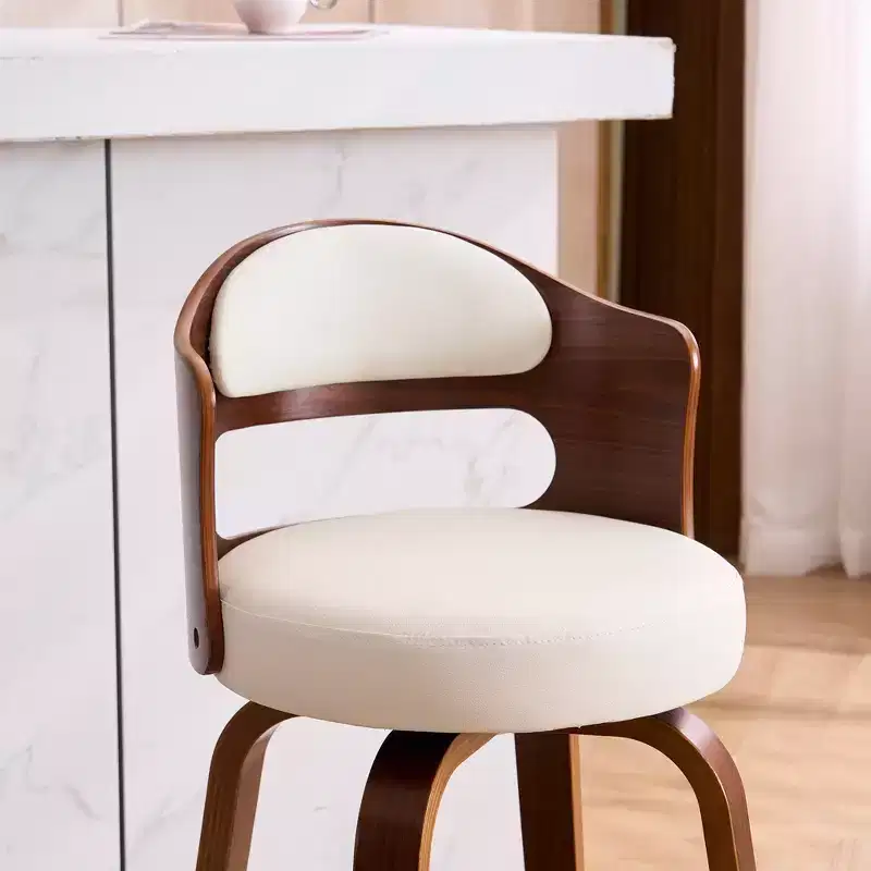 FERPIT 30 Faux Leather Swivel Counter Bar Stools with Bentwood Legs Set of 2
