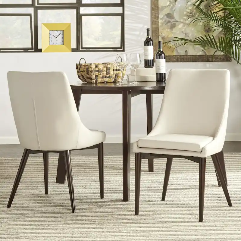 Mid-Century Barrel-Back Linen Dining Chairs with Tapered Legs – Dark Grey / Grey / White