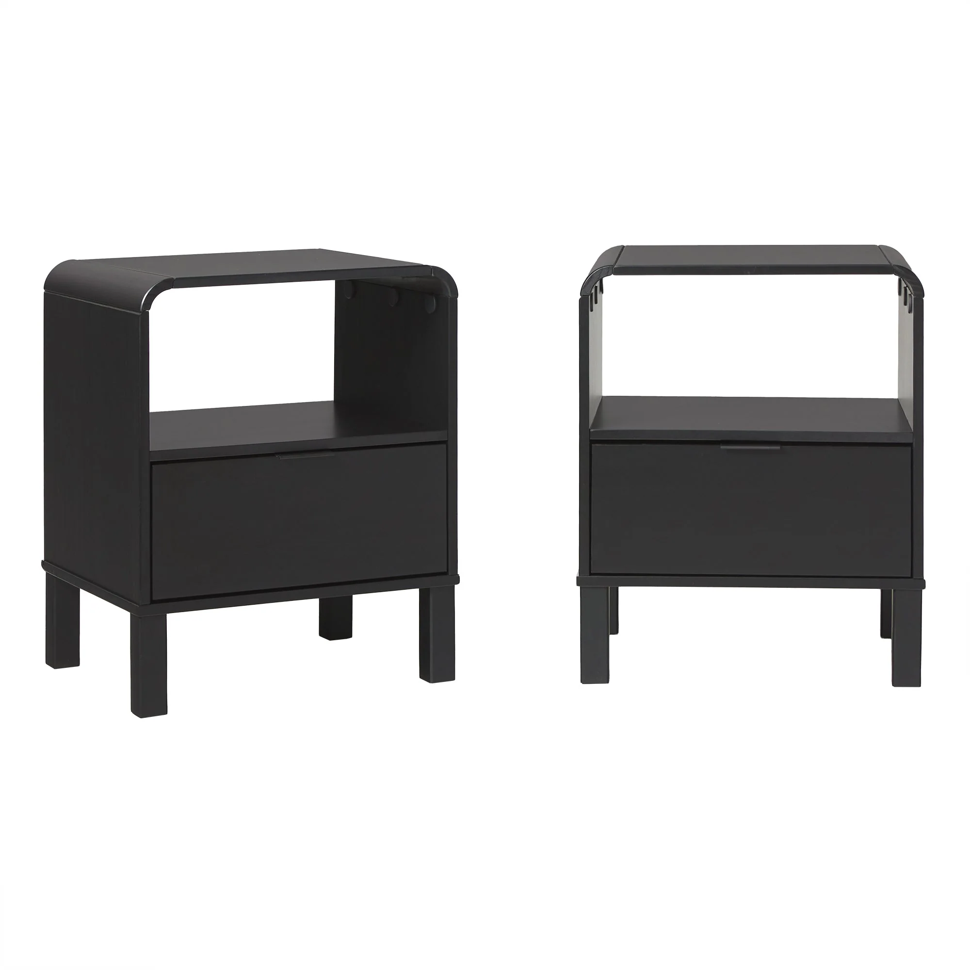 Elias Modern Curved-Frame Solid Wood Nightstand