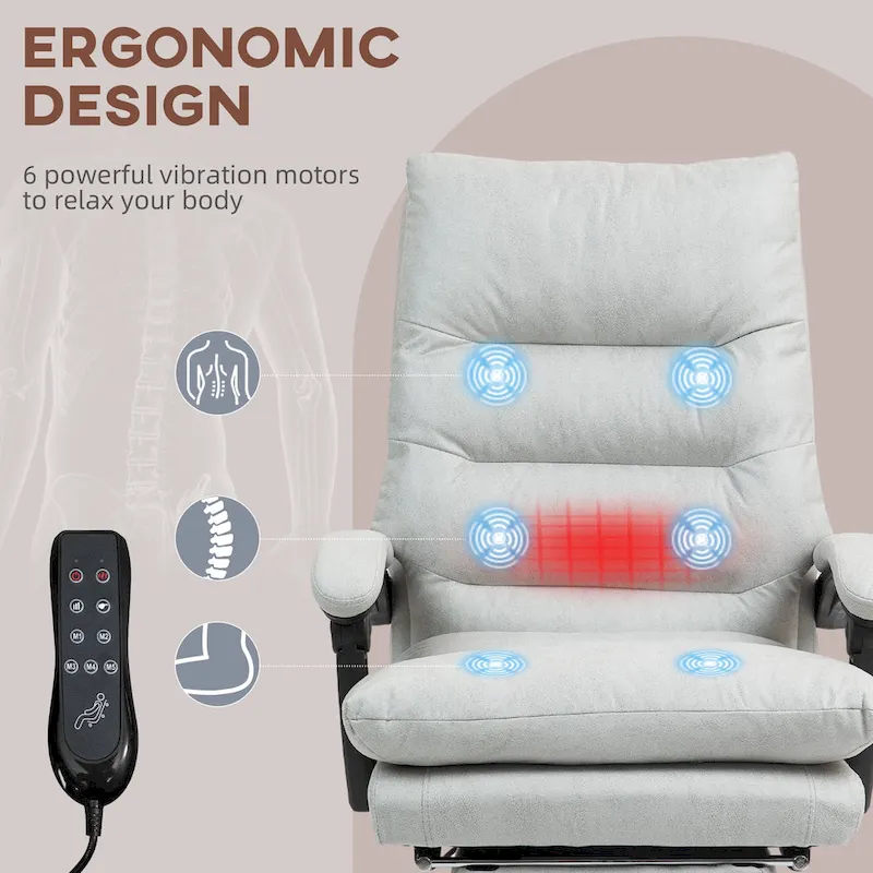 Vinsetto Microfibre Vibration Heated Reclining Massage Office Chair