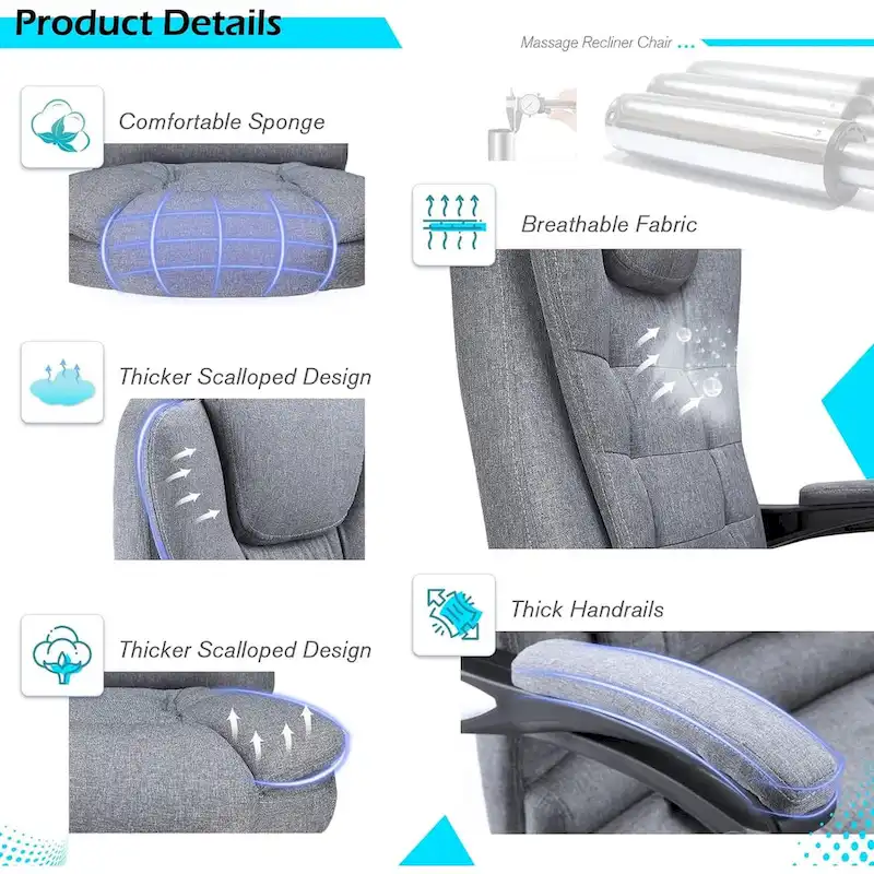 AECOJOY Ergonomic Office Chair with 7 Points Vibrating Massage&Heat Functions