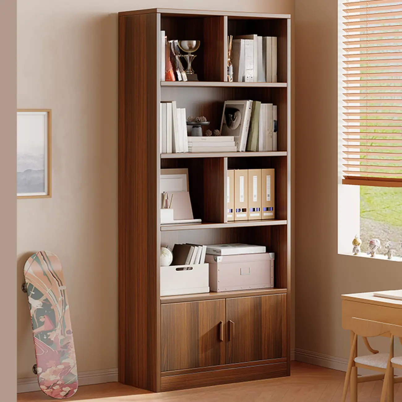 Antique Walnut Reclaimed Wood Doors Vertical Bookcase