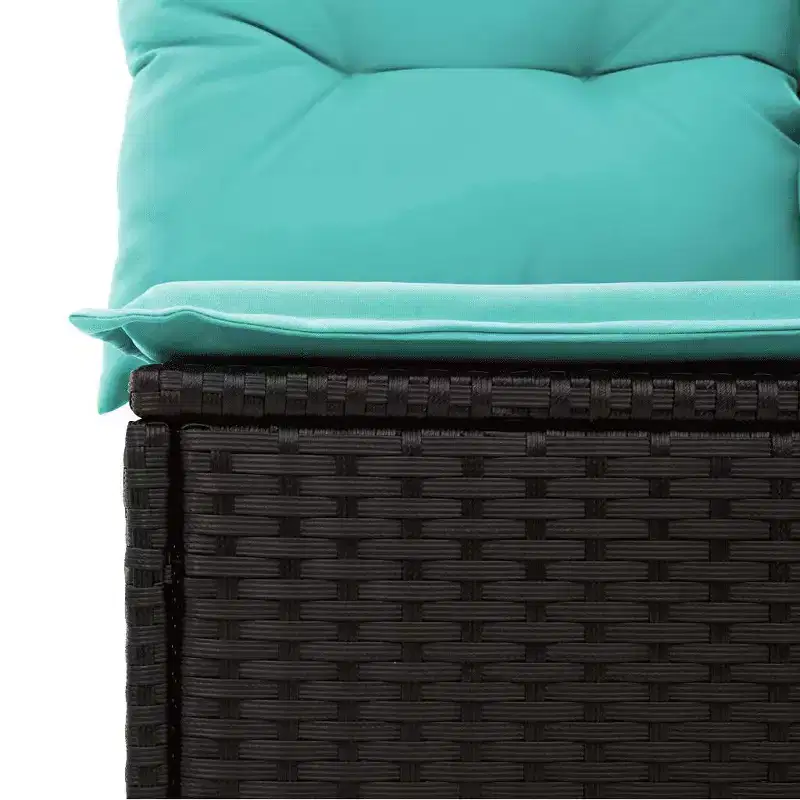 vidaXL 5 Piece Patio Sofa Set with Cushions Black Poly Rattan - Black and Blue Without Table