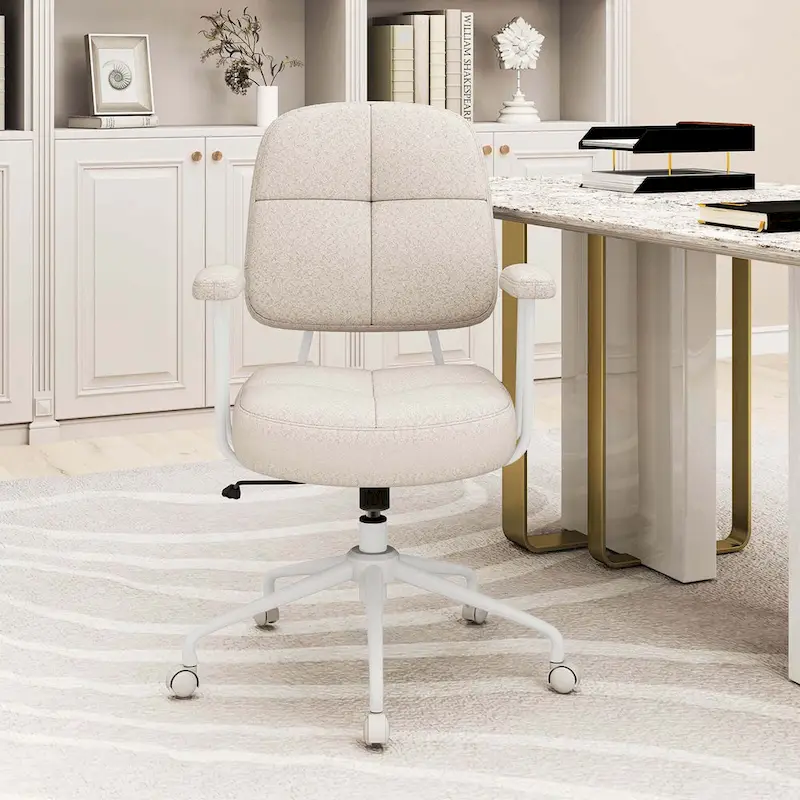 Costway Home Office Chair Leathaire Upholstered Task Chair with - See Details