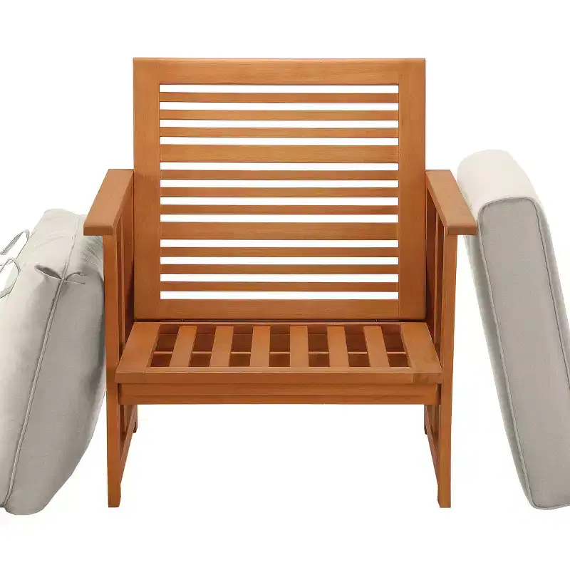 Eucalyptus Grandis Wood Cushioned Club Chair Beige - National Tree Company