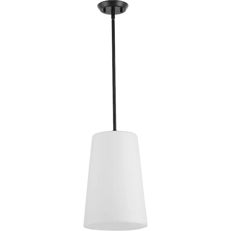 Clarion Collection One-Light Matte Black Etched White Transitional Pendant - 10.5 in x 10.5 in x 15.87 in