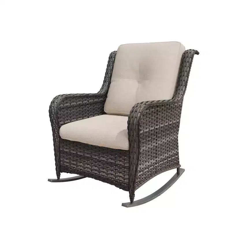 UPTIOT Patio Wicker Rocking Chair with Cushions