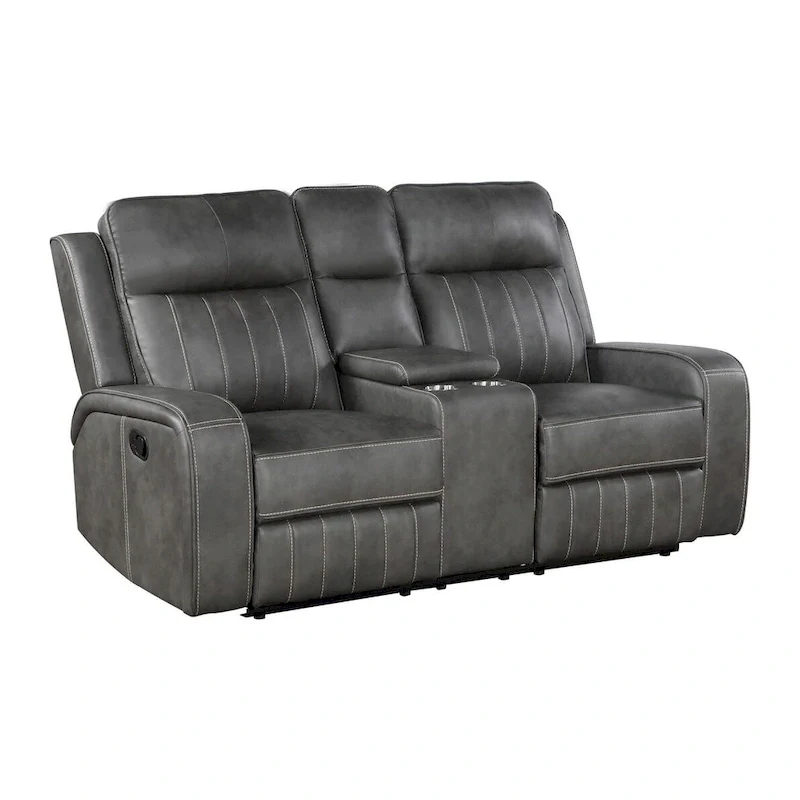 Forrest Grey Motion Reclining Loveseat with Console