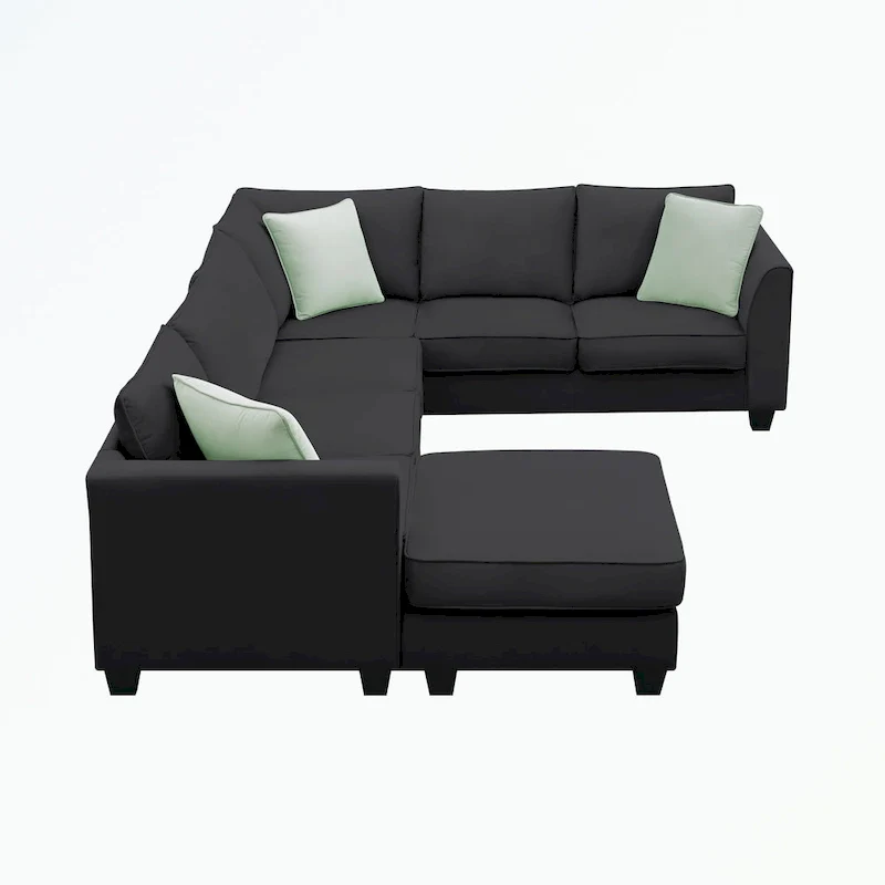 Modular Sectional Sofa with Ottoman and 3 Pillows