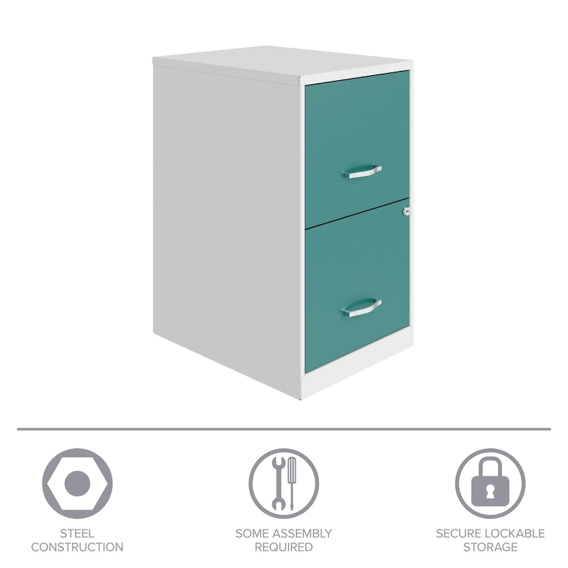 Space Solutions 18in. 2 Drawer Metal File Cabinet, Alpine White