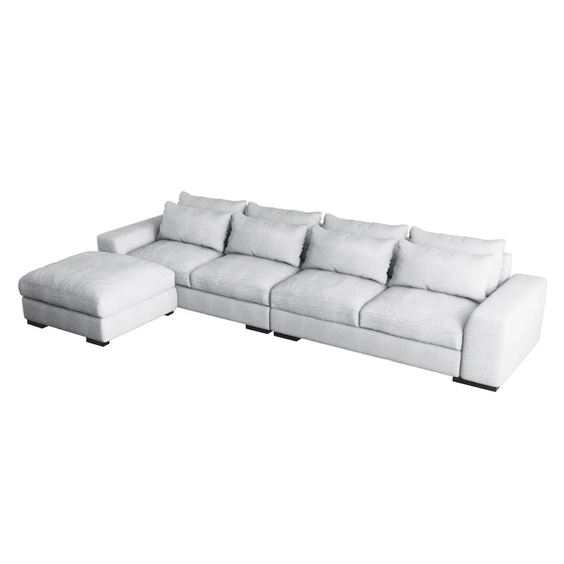 Modern Modular Down Sectional Sofa,Light Grey/Dark Blue