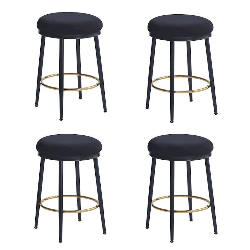 Roomfitters Modern Counter Stools, Set of 2 Bar Height Chairs with Iron Frame, Cushioned Seat and Footrest