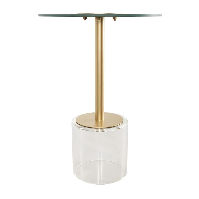 Plastic Side End Accent Table with Elevated Base and Gold Stand - Clear