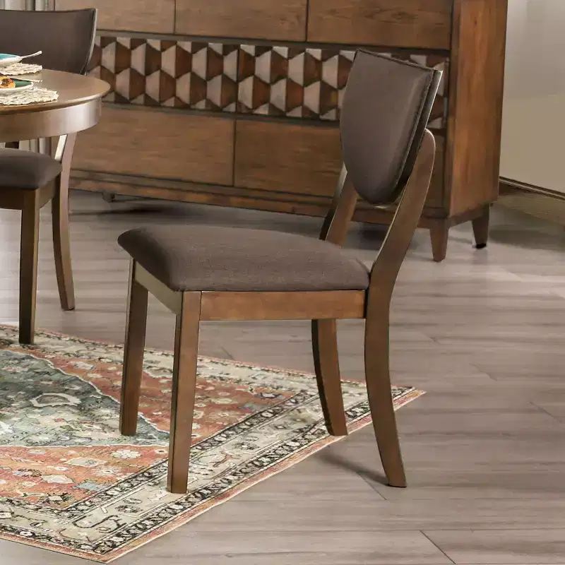 24/7 Shop At Home Set of 2 Raven Padded Seat Side Chair Walnut: Curved Backrest, Transitional Design