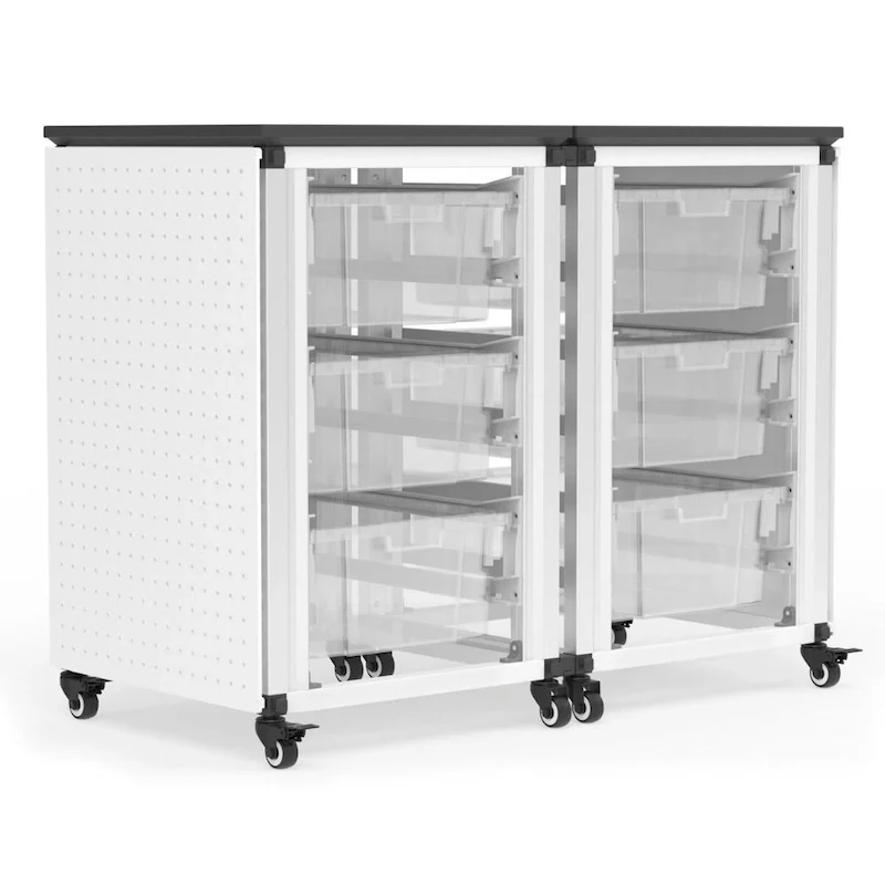 White / Black Modular Storage Cabinet – 6-Bin, 2-Module