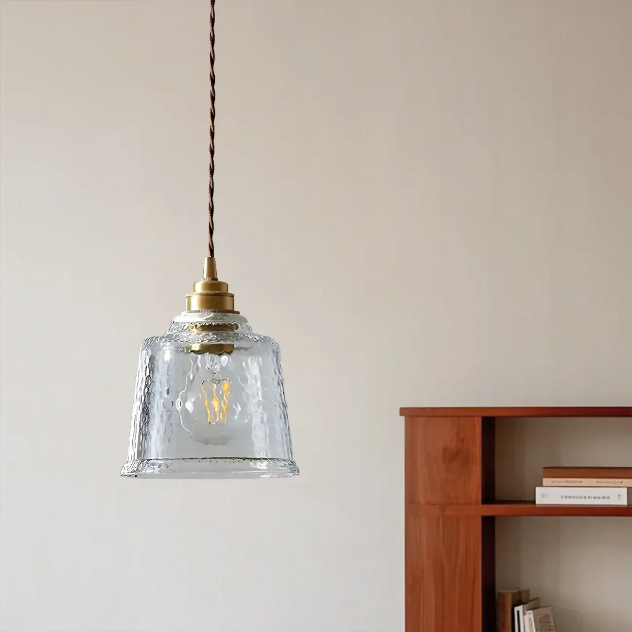 Elegant Brass Clear Glass Bell Pendant Light