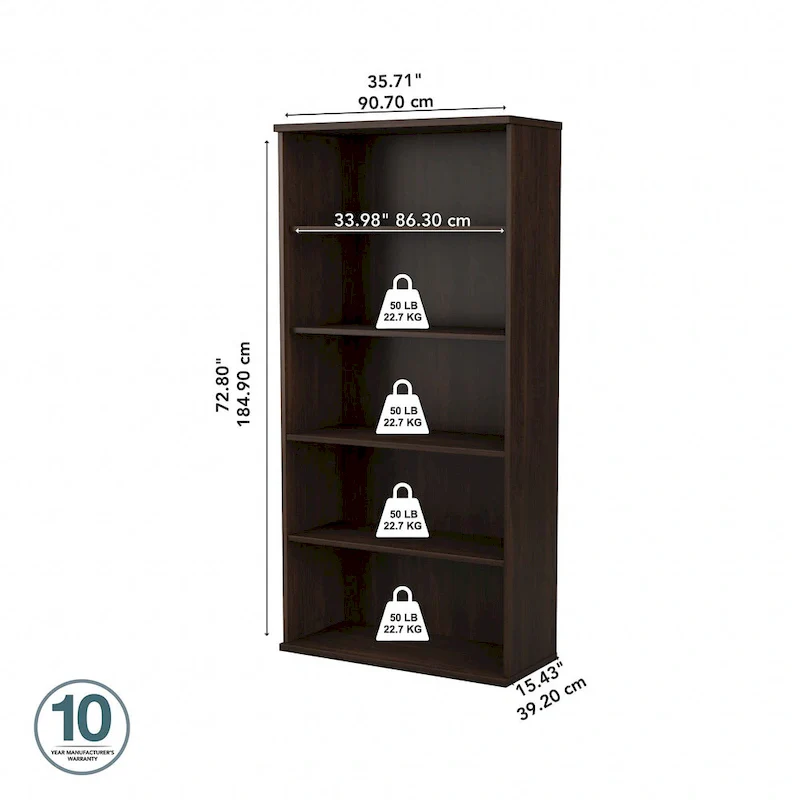 Tall 5 Shelf Bookcase by