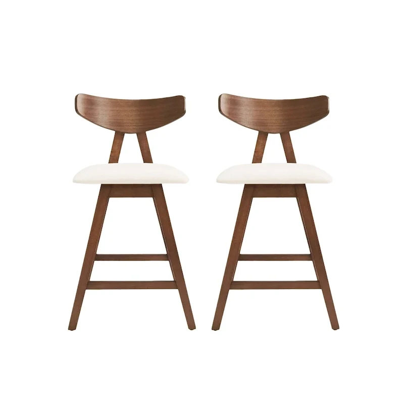 Stocker Fabric and Rubberwood Counter Stools (Set of 2) by Christopher Knight Home