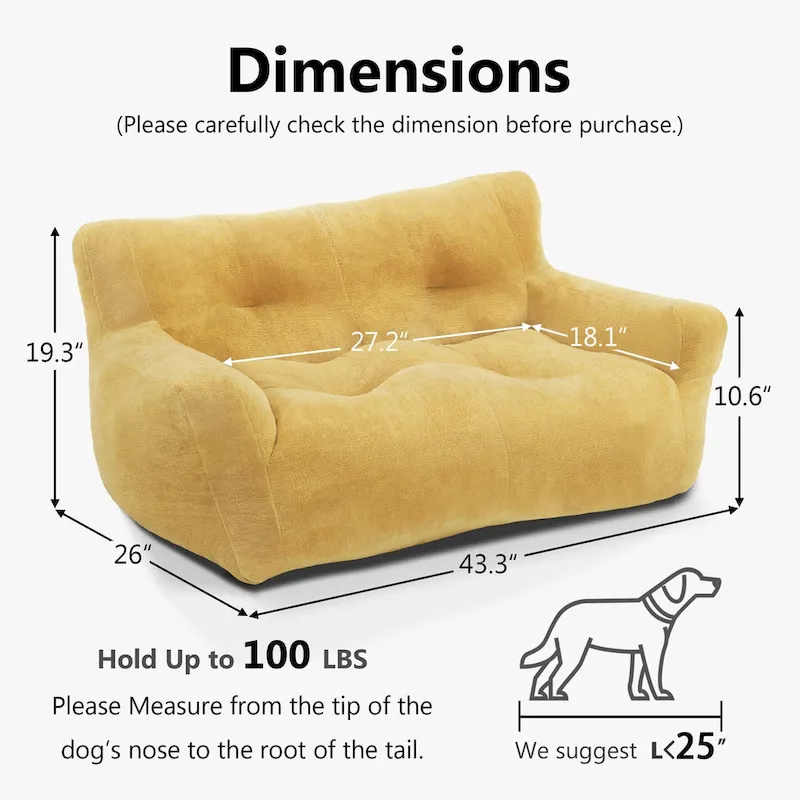 MCombo Pet Couch Sofa Bed Dog Bed for Small Medium Dogs, Fabric 0374