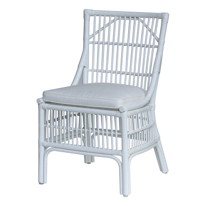 Rattan Slat Back Cushioned Dining Chairs, Set of Two by East at Main