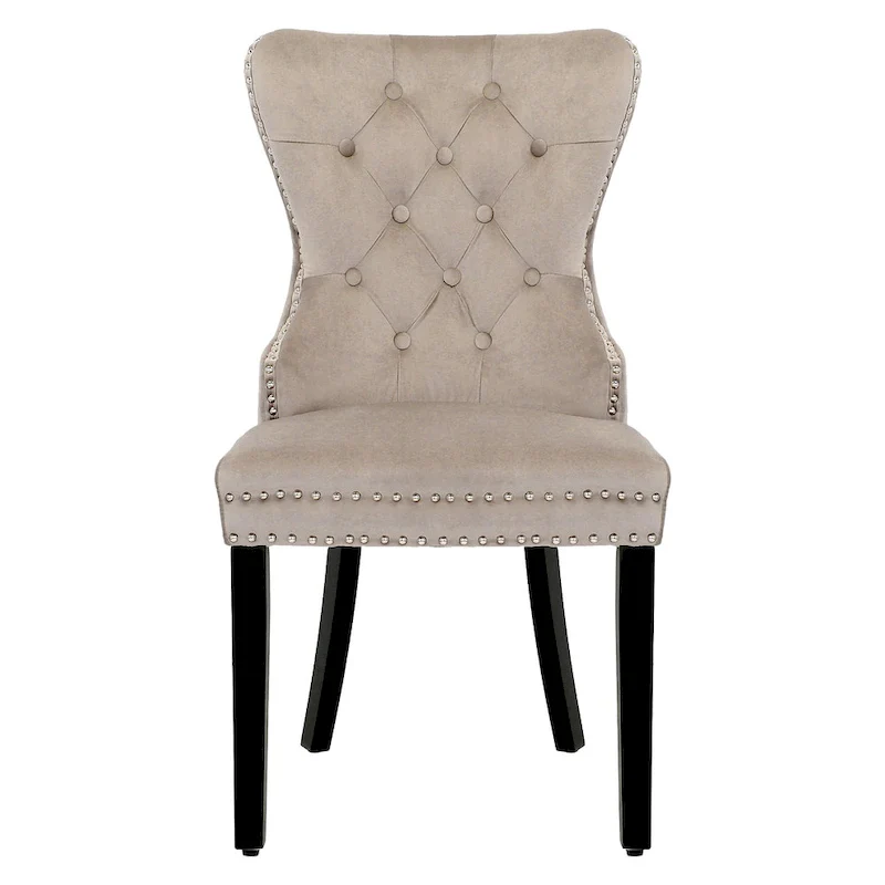 Tufted Wingback Dining Chair with Nailhead and Ring Pulls