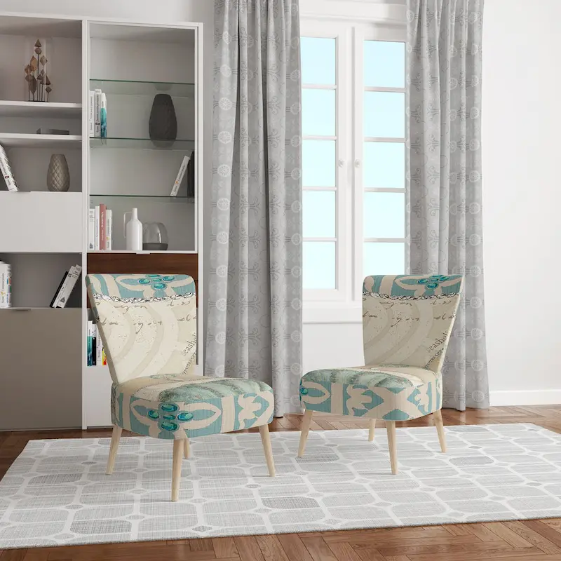 Seastar and Blue Sea Shell II Upholstered Accent Chair