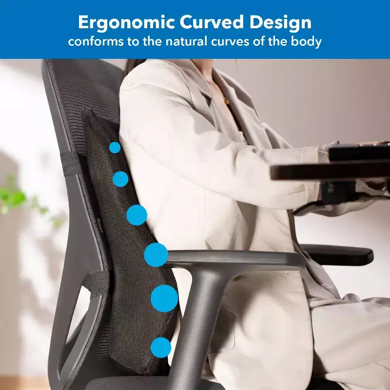 Mount-It! Lumbar Support Pillow, Ergo Collection Full Back Support for Office, Gaming Chair, Memory Foam Filling, Relief Back Pain Improve Posture
