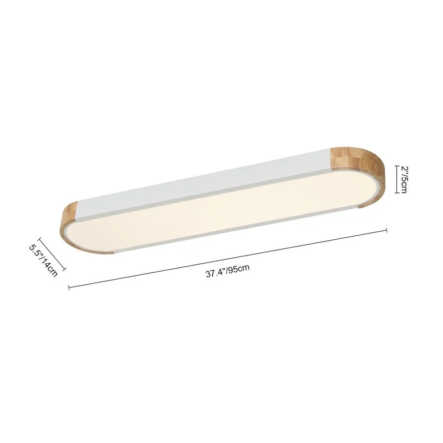 Farmhouse Wood Long Oval Dimmable LED Flush Mount - 37 3000k/6000k