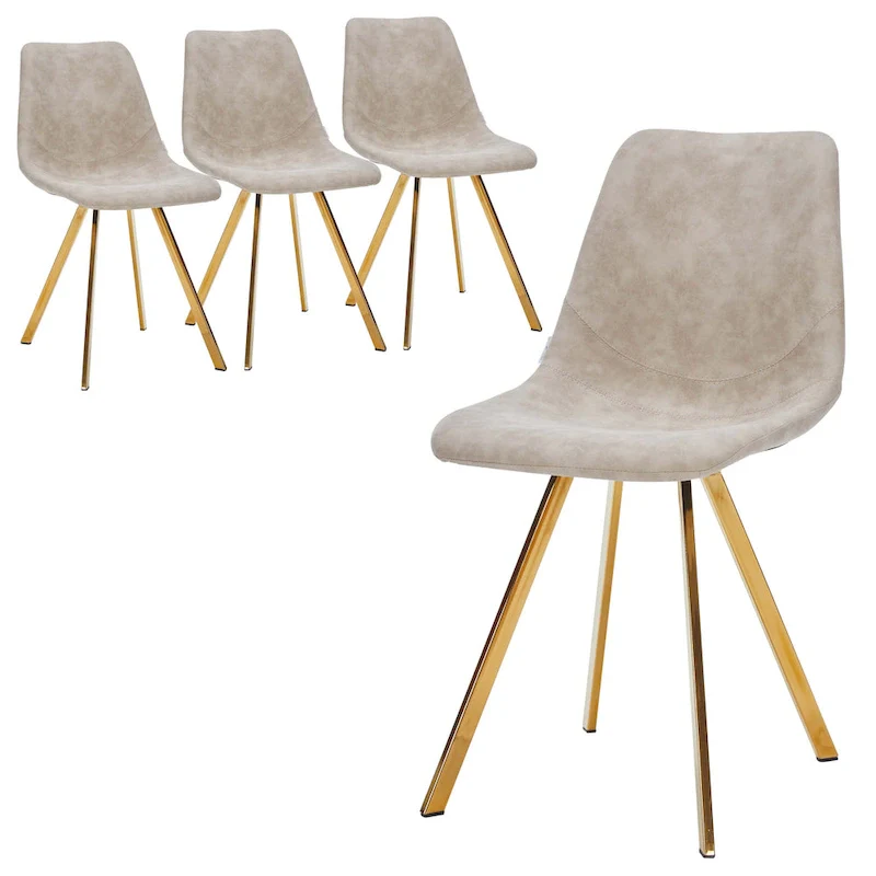 Markley Leather Dining Chair With Gold Metal Legs Modern Accent Side Chair