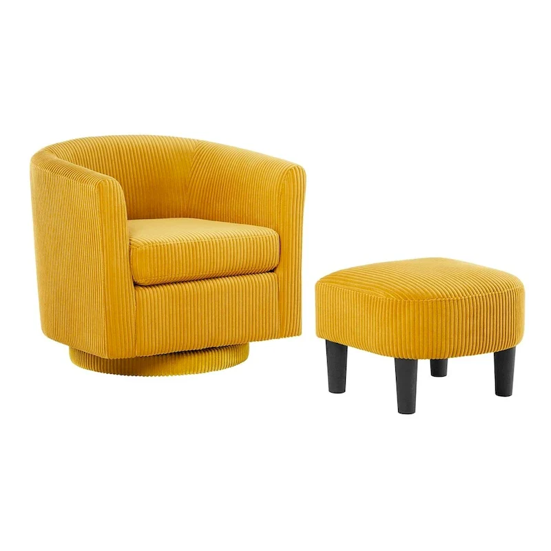 Swivel Accent Single Sofa Chair with Ottoman