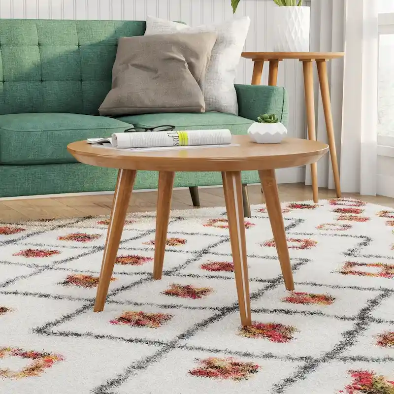 Carson Carrington Olgod Mid-century Cherry Round Coffee Table