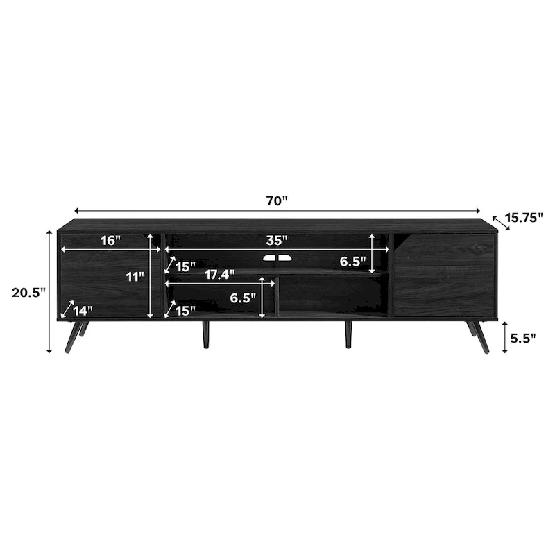 70-inch TV Stand with Storage Cabinets for Living Room
