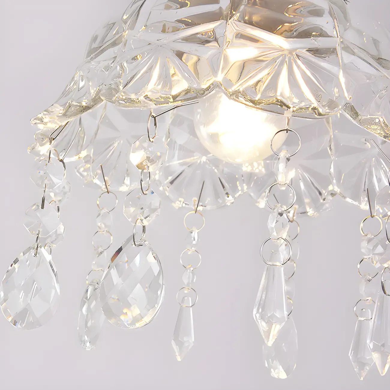 Elegant Golden Crystal Flower Dome Semi Flush Ceiling Light