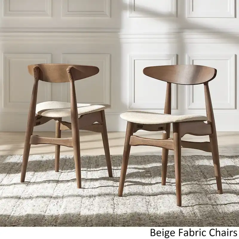 Deep Walnut-Finish Round Dining Table Set — with Curved-Back Dining Chairs