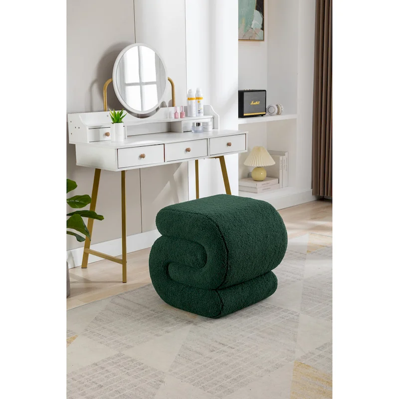 Modern S-shape Fabric Ottoman Makeup Stool Footstool