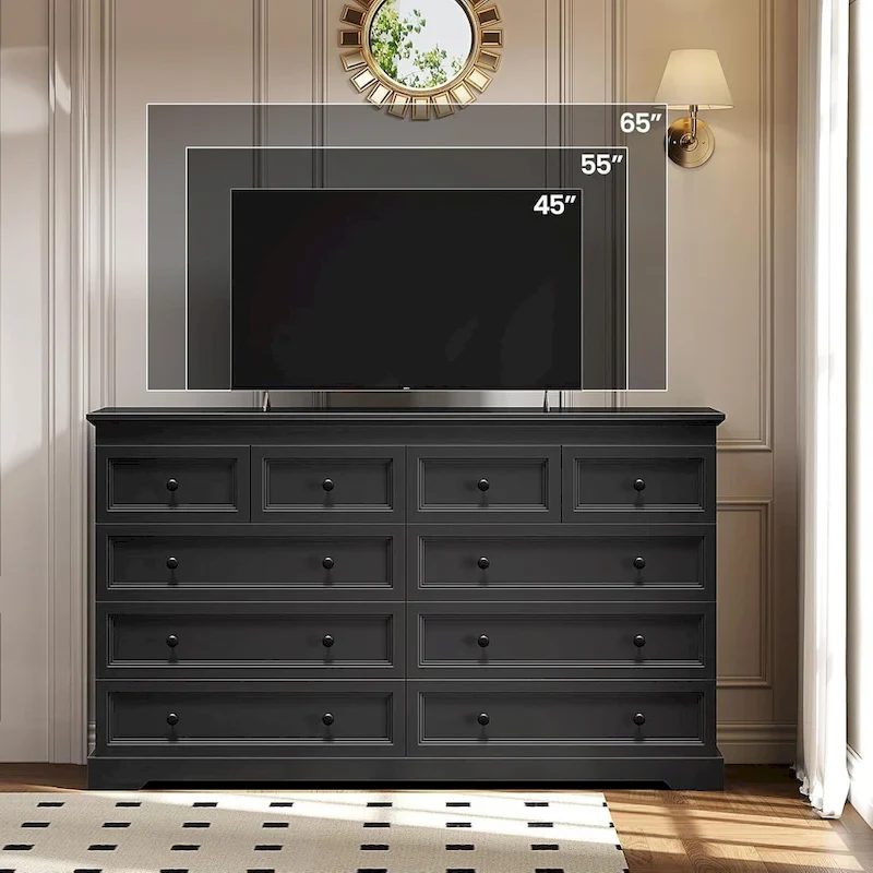 10 Drawers Dresser 55  Large Drawers Wood Dressers & Chest of Drawers