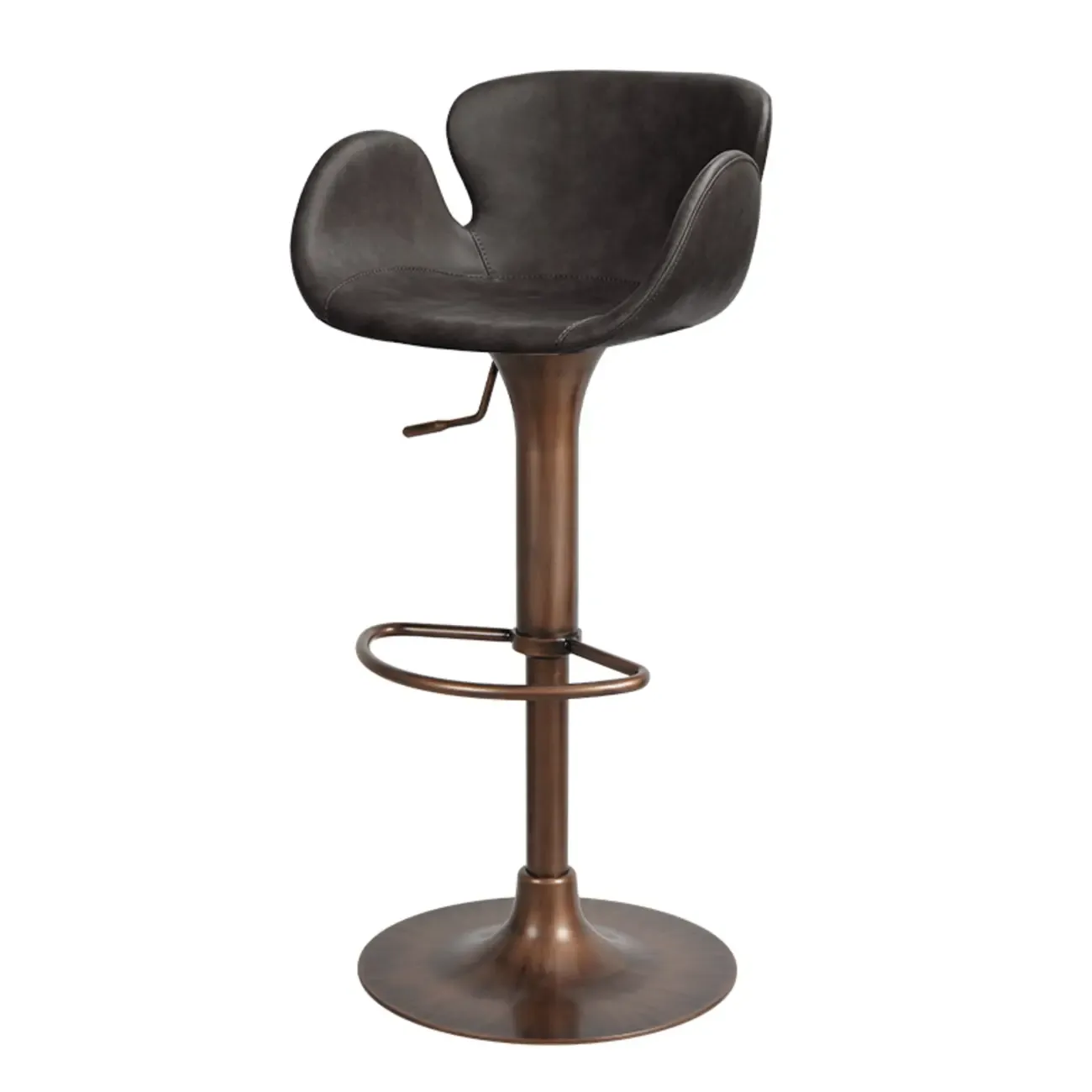 Adjustable Height Swivel Distressed Leather Bar Stools with Back