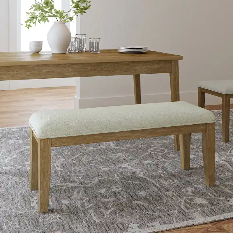 Sandra Rustic Farmhouse Design Solid Wood Dining Bench by HULALA HOME