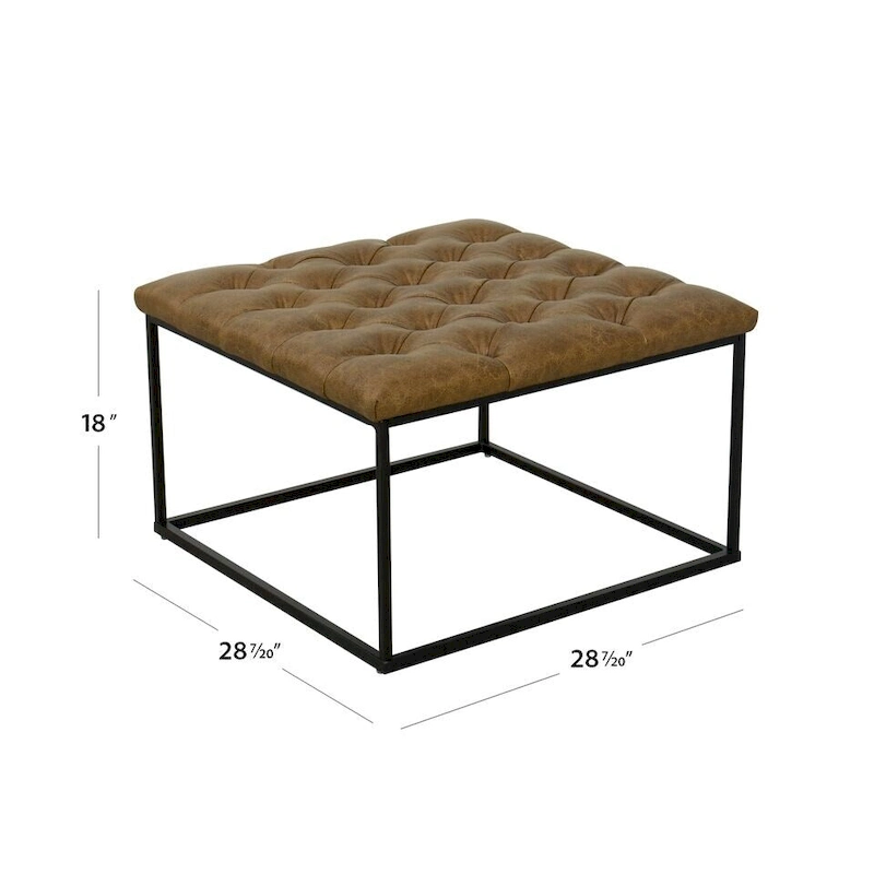HomePop Draper Square Button-tufted upholstered top Cocktail Ottoman