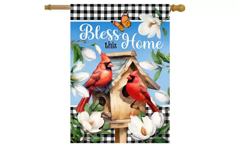 Briarwood Lane Spring House Flag 40x28 For Outdoor Bless This Home Cardinal For Spring House Flag