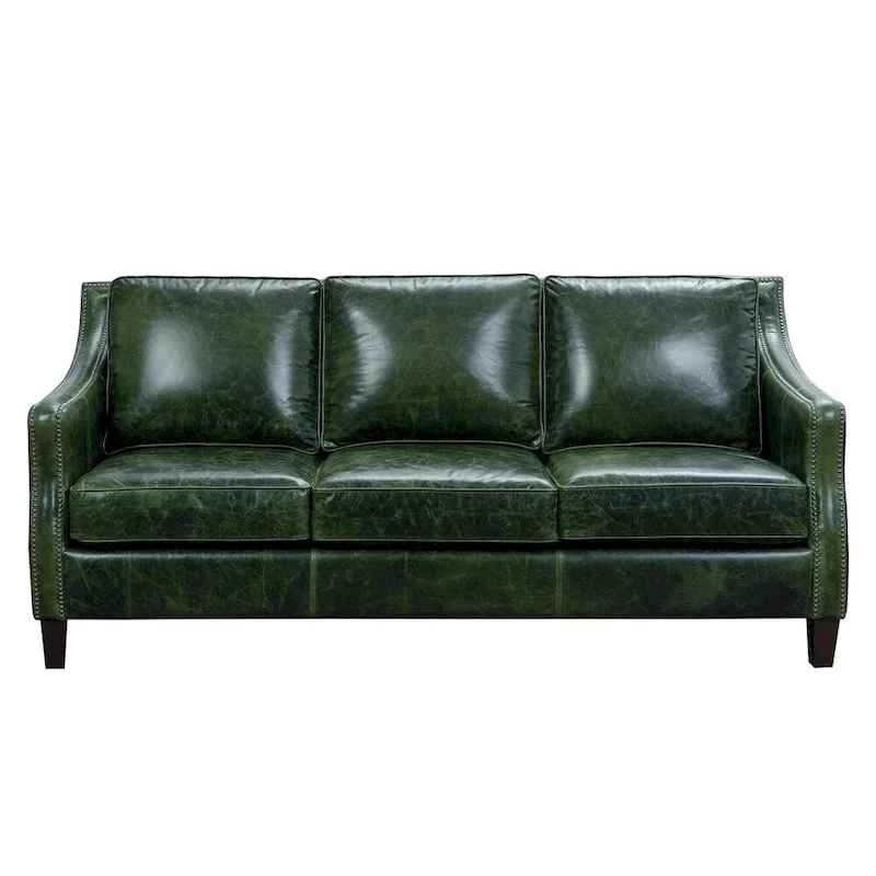 Essex Distressed Green Top Grain Leather Sofa and Loveseat Set