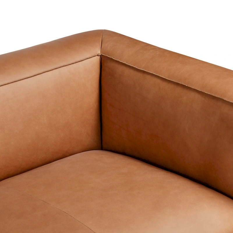 Poly & Bark Piazza 95 Sofa in Saddle Tan - Full Grain Genuine Italian Leather